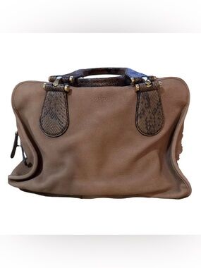Gucci Brown Suede Tote with Snakeskin Handles